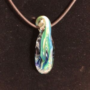Handcrafted Glass Blown Swirled Teardrop Pendant